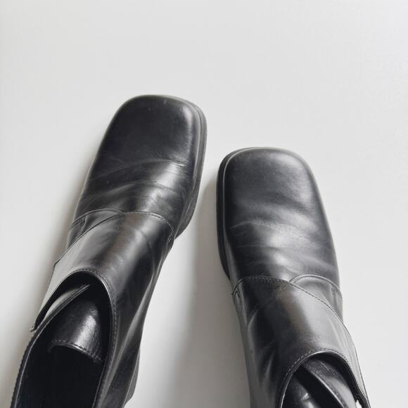 Vintage Franco Sarto Y2K Black Leather Square Toe Ankle Boots Size 8.5 - Picture 1 of 8